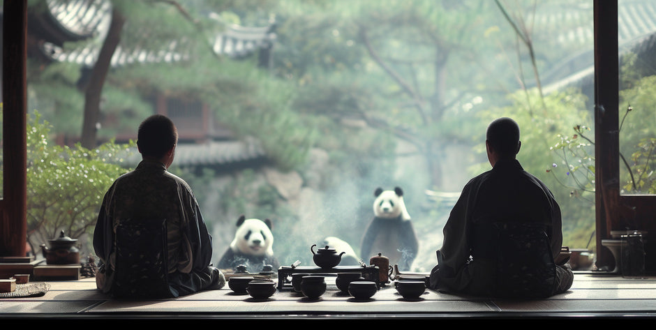 tea panda in a tea garden